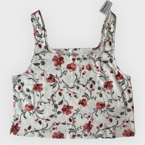 OLD NAVY Fitted Printed Square-neck Ultra-Cropped  Rib-Knit Tank Top